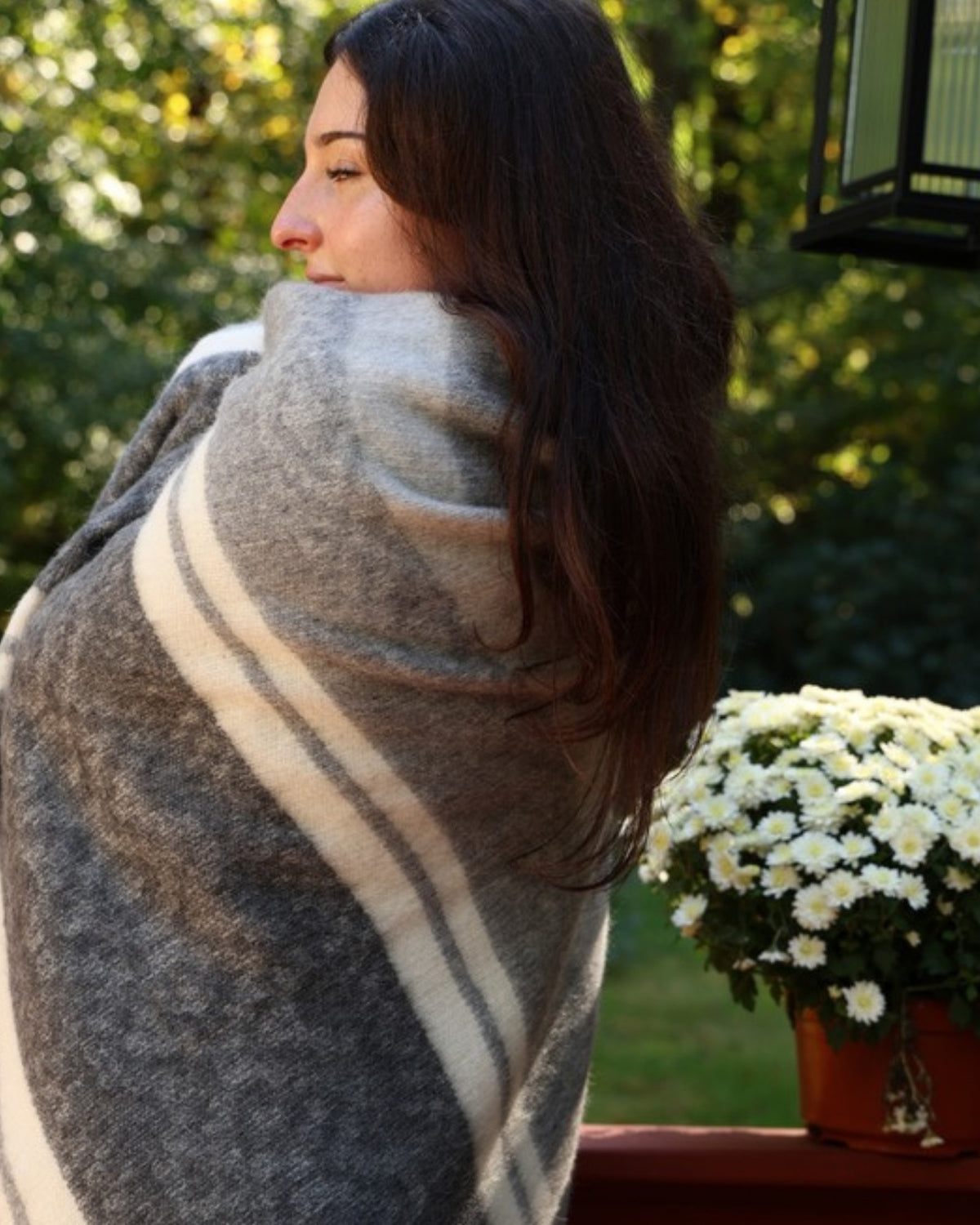 Stone Charcoal alpaca wool throw