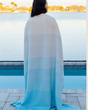 Organic Cotton Turkish Waffle Oversize Throw - Sea Mist