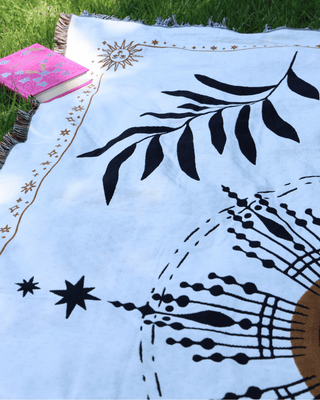 Aeraloom Jacquard Cotton Bamboo Throw Solar Ritual