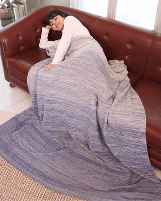 Ombreknit 100% Organic Cotton Knitted Blanket - Tide