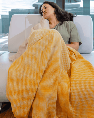 Organic Cotton Turkish Waffle Oversize Throw - Golden Dawn