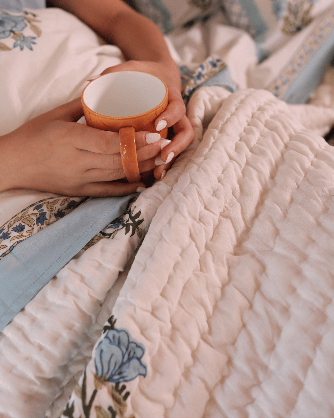 Blue Botanical Jaipur Quilt+Sham Cover Set