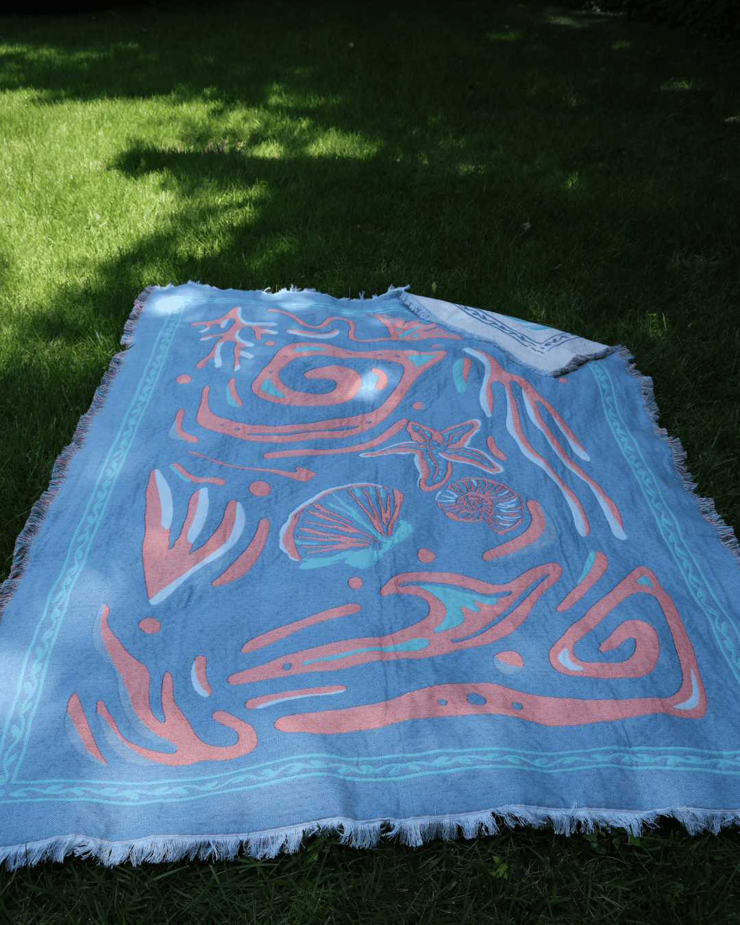 Aeraloom Jacquard Organic Cotton Bamboo Throw Tide Play
