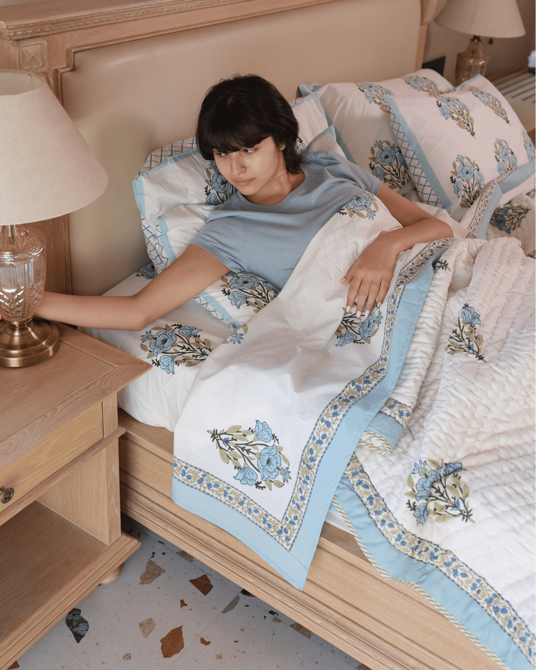 Blue Botanical Jaipur Sheet Set