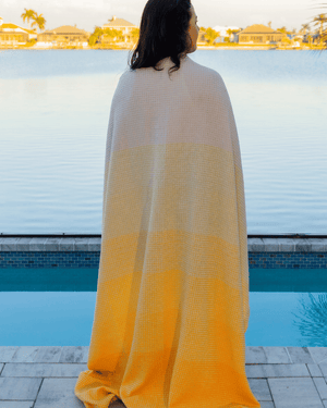 Organic Cotton Turkish Waffle Oversize Throw - Golden Dawn