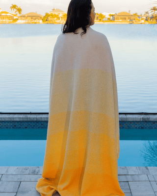 Organic Cotton Turkish Waffle Oversize Throw - Golden Dawn