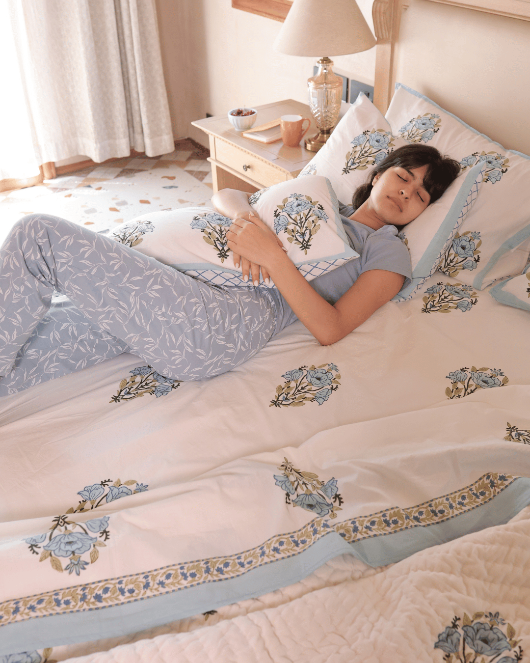 Blue Botanical Jaipur Sheet Set