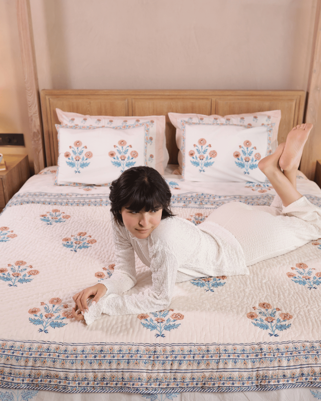 Indigo Marigold Jaipur Quilt+Sham Cover Set