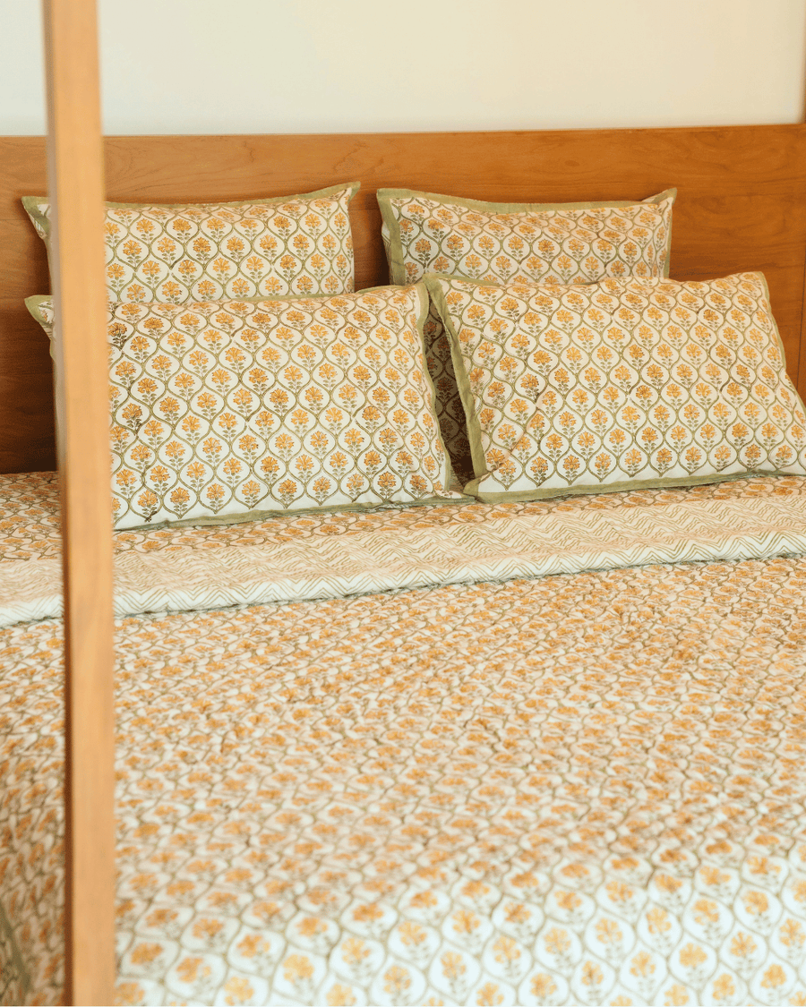 Garden Lattice Jaipur Quilt+Sham Cover Set