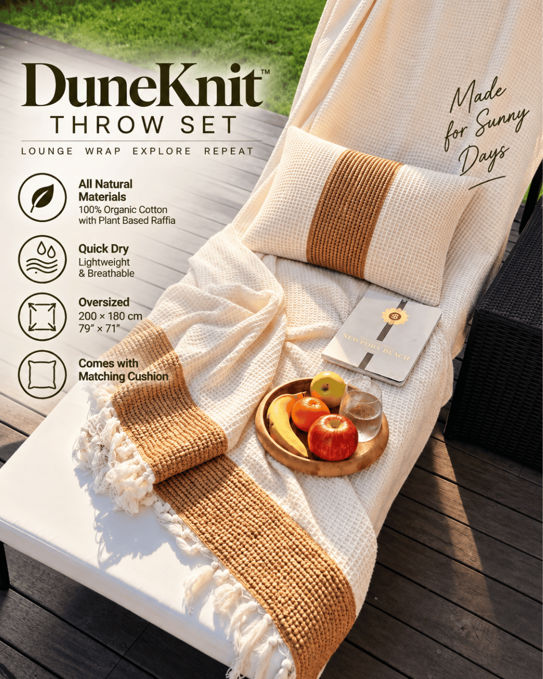 DuneKnit Throw Set 100% Organic Cotton