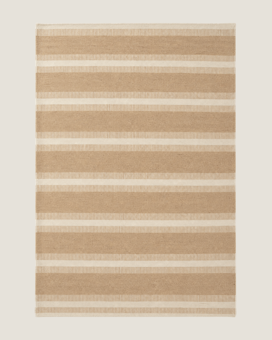 Sarben Natural Stripe Wool Rug — Handwoven in India