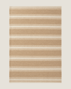 Sarben Natural Stripe Wool Rug — Handwoven in India