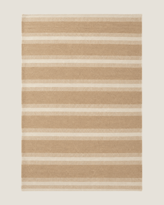 Sarben Natural Stripe Wool Rug — Handwoven in India