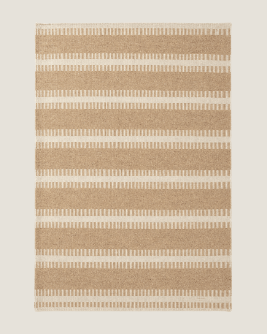 Sarben Natural Stripe Wool Rug — Handwoven in India