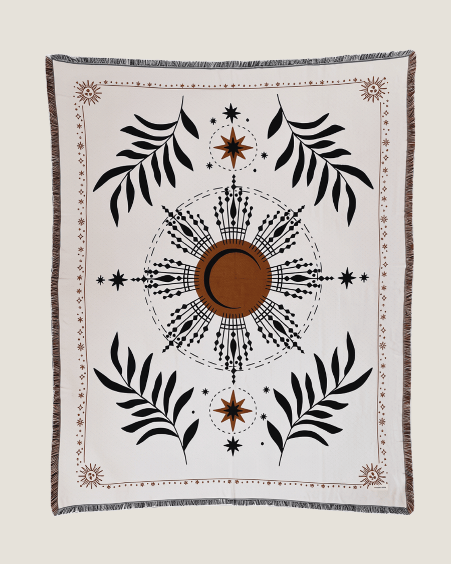 Aeraloom Jacquard Organic Cotton Bamboo Throw Solar Ritual