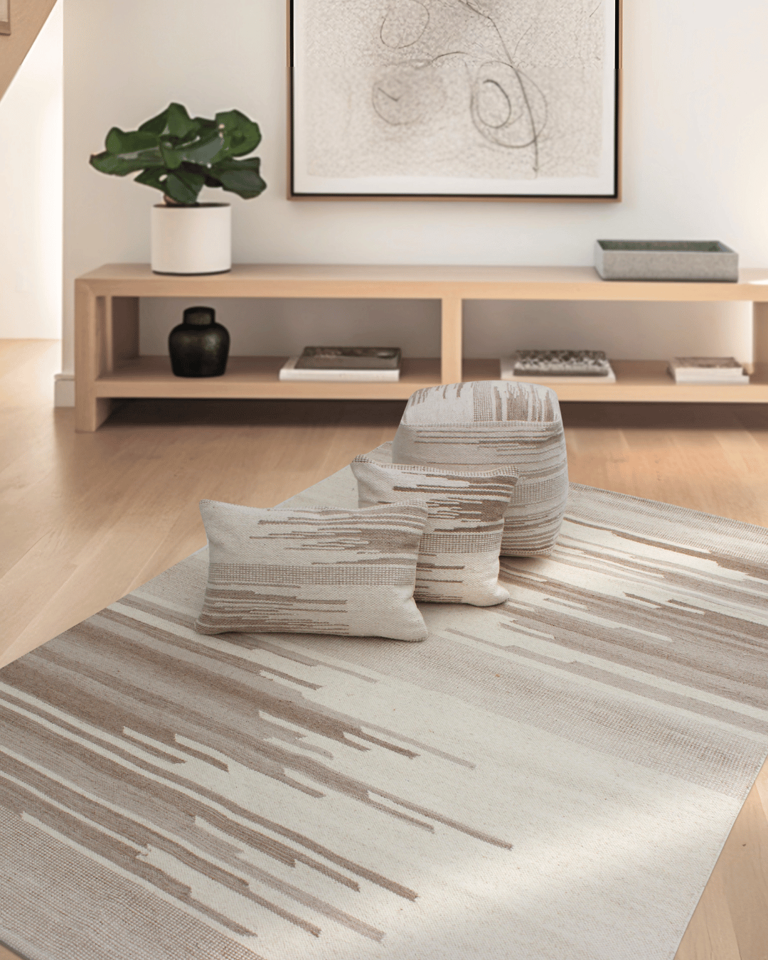 Lynch Linear Wool Rug — Handwoven in India