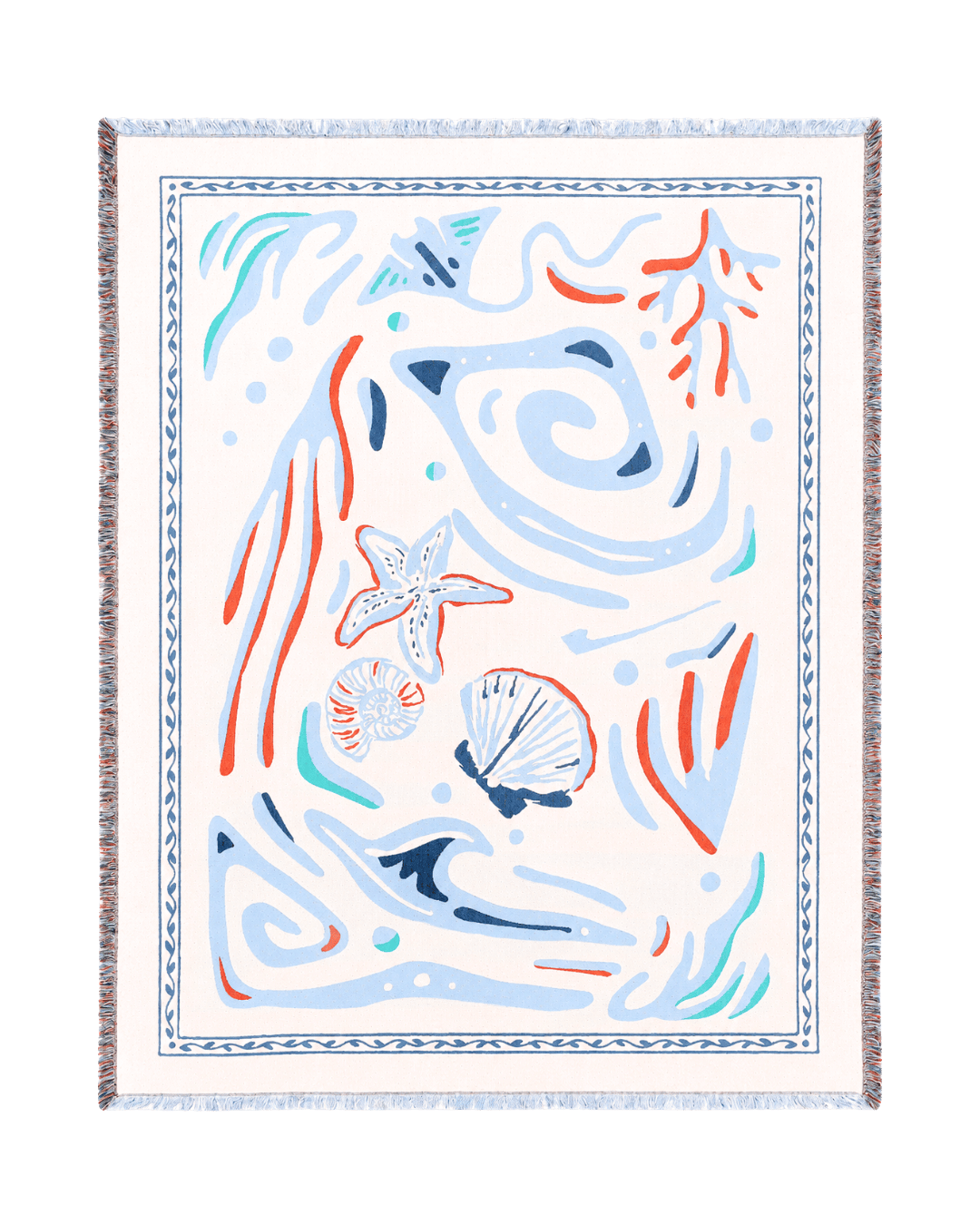 Aeraloom Jacquard Organic Cotton Bamboo Throw Tide Play