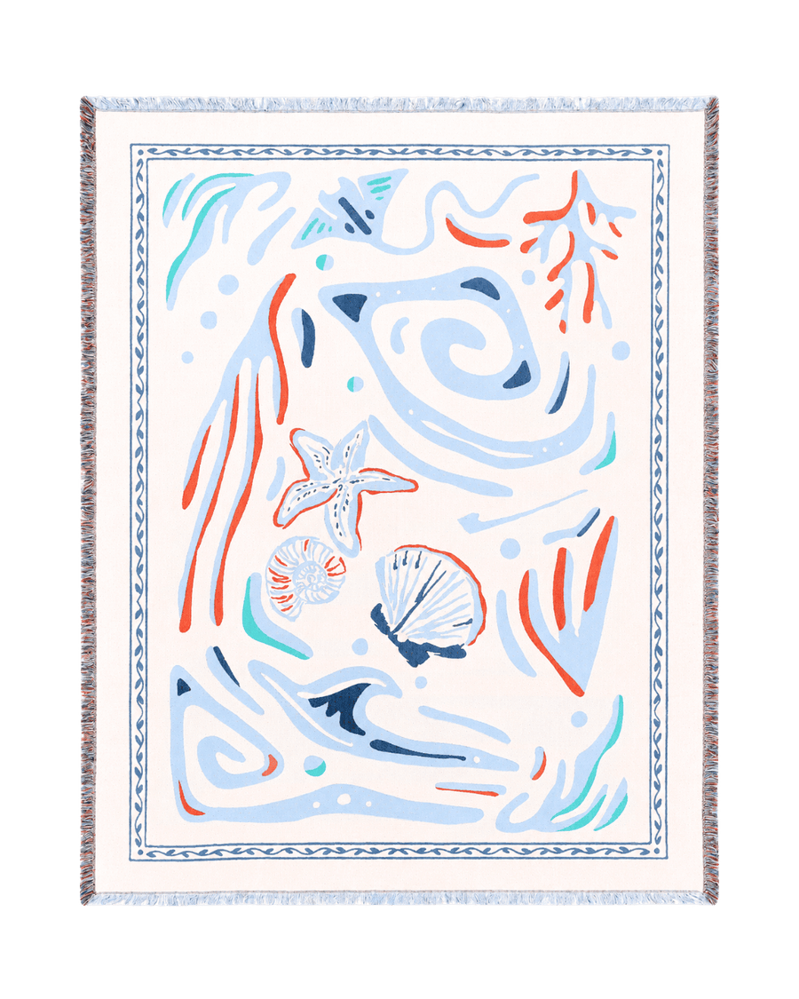Aeraloom Jacquard Organic Cotton Bamboo Throw Tide Play