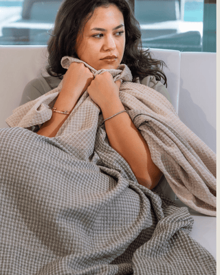 Organic Cotton Turkish Waffle Oversize Throw - Stone Dusk
