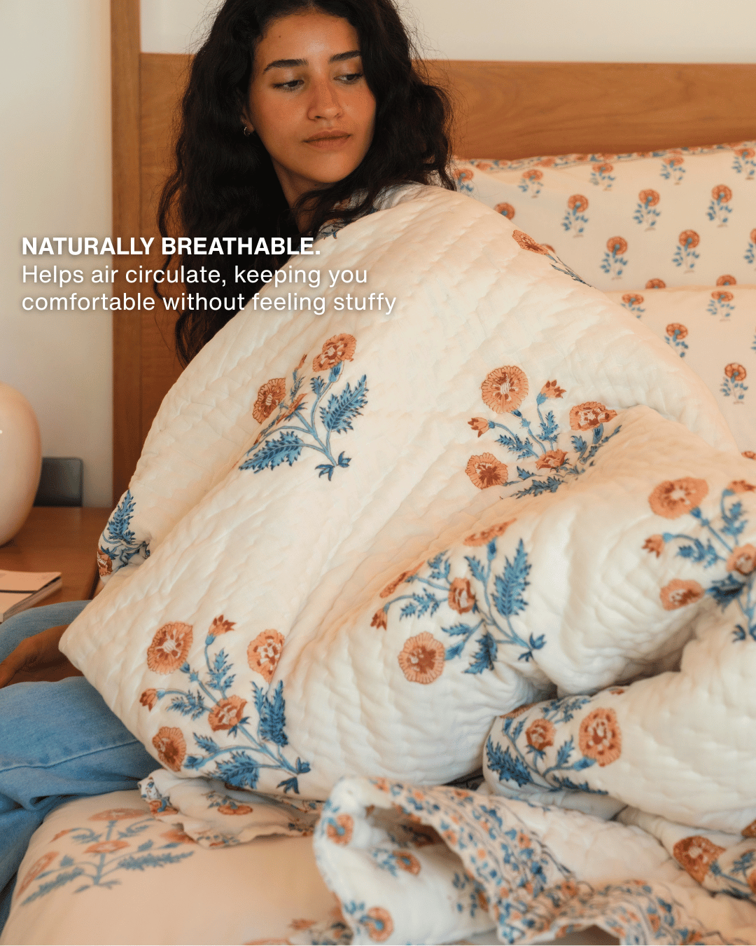 Indigo Marigold Jaipur Quilt+Sham Cover Set