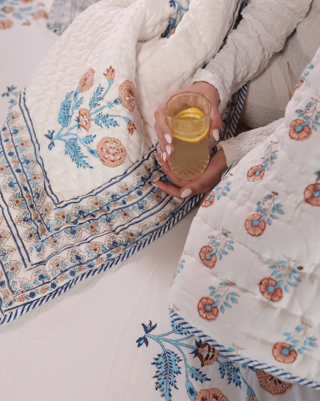 Indigo Marigold Jaipur Quilt+Sham Cover Set