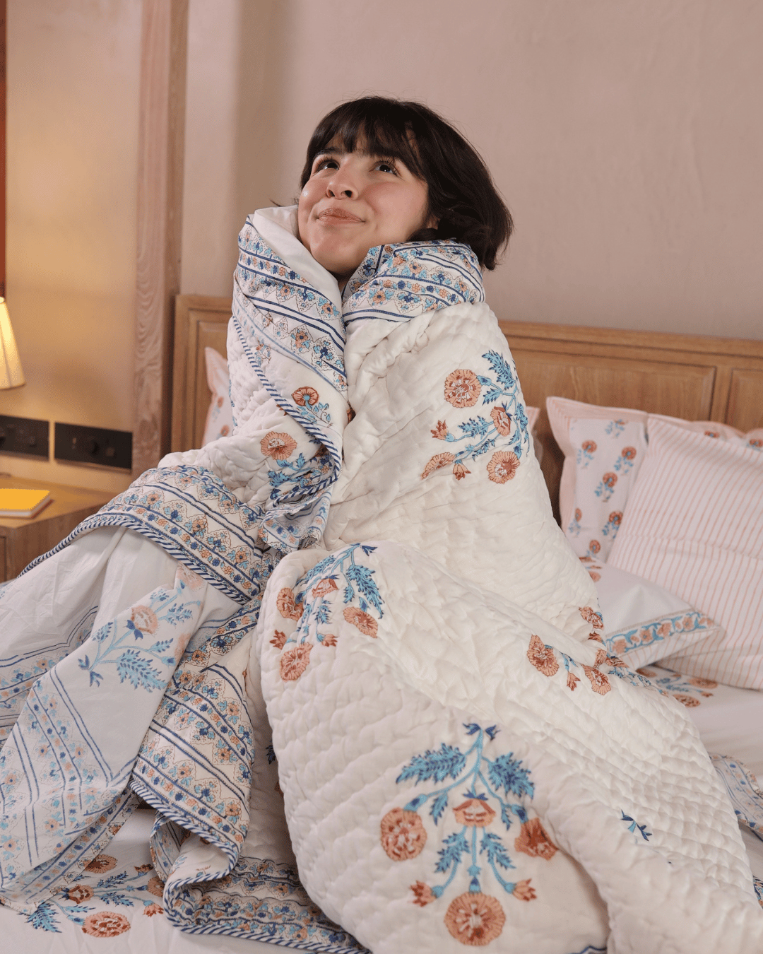 Indigo Marigold Jaipur Quilt+Sham Cover Set