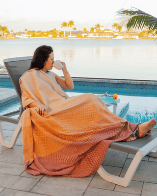 Organic Cotton Turkish Waffle Oversize Throw - Terracotta Sunset