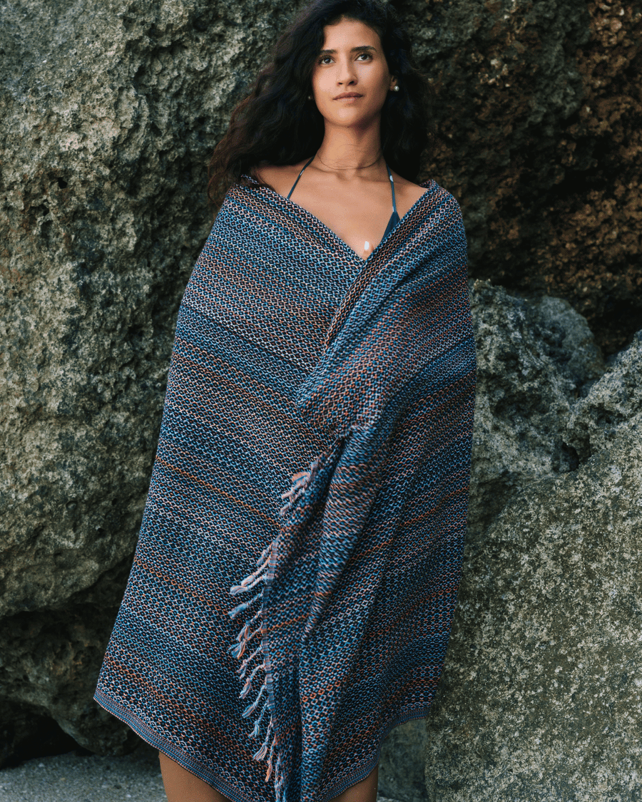 Organic Cotton Turkish Towel Midnight Mosaic