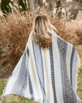 Alpaca Wool Throw Blue Stripes