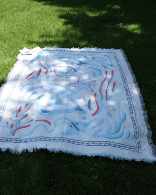 Aeraloom Jacquard Cotton Bamboo Throw Tide Play