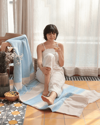 Mesa Waffle Throw Sea Mist