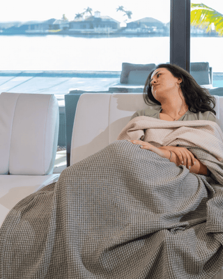 Organic Cotton Turkish Waffle Oversize Throw - Stone Dusk