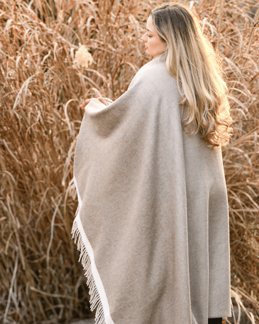 100% Baby Alpaca Wool Undyed Ombre Sand blanket