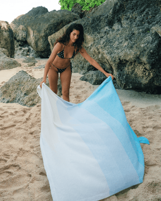 Organic Cotton Turkish Waffle Oversize Throw - Sea Mist