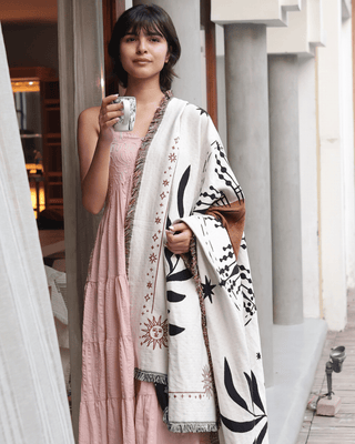 Aeraloom Jacquard Cotton Bamboo Throw Solar Ritual
