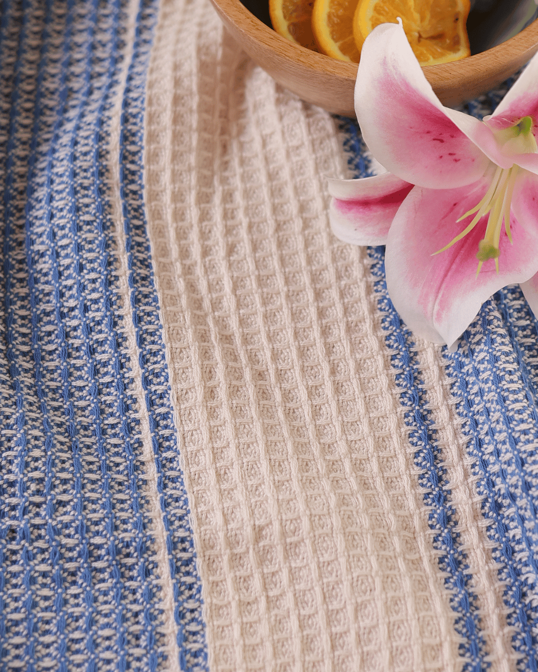 100% Organic Cotton Mesa Waffle Oversized Blanket Indigo Coast
