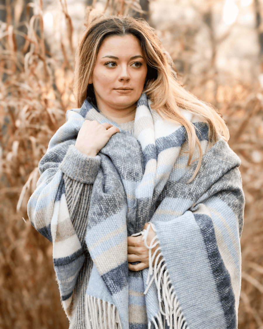 Alpaca Wool Throw Sky Slate