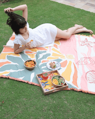 Aeraloom Jacquard Cotton Bamboo Throw Coral Coast