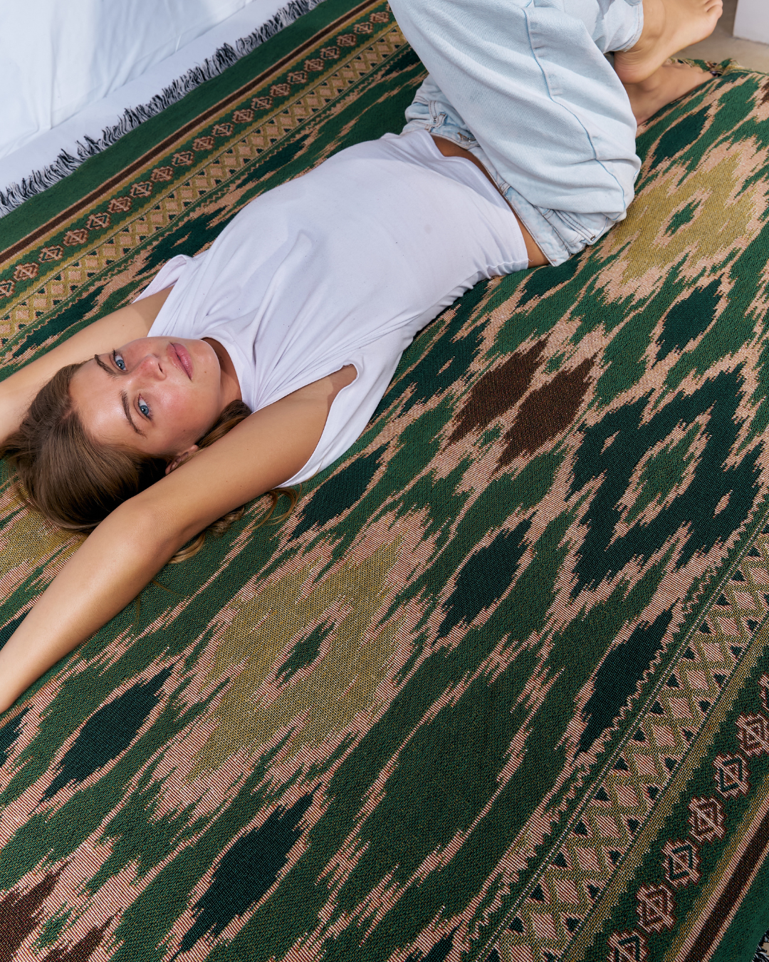 Nomad Green Ikat blanket