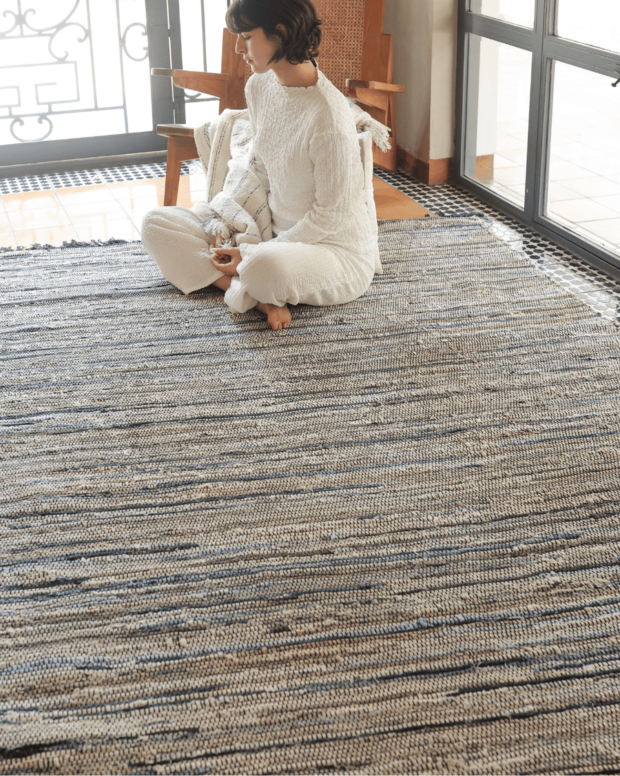 Manteno Indigo Heritage Rug — Handwoven Recycled Denim