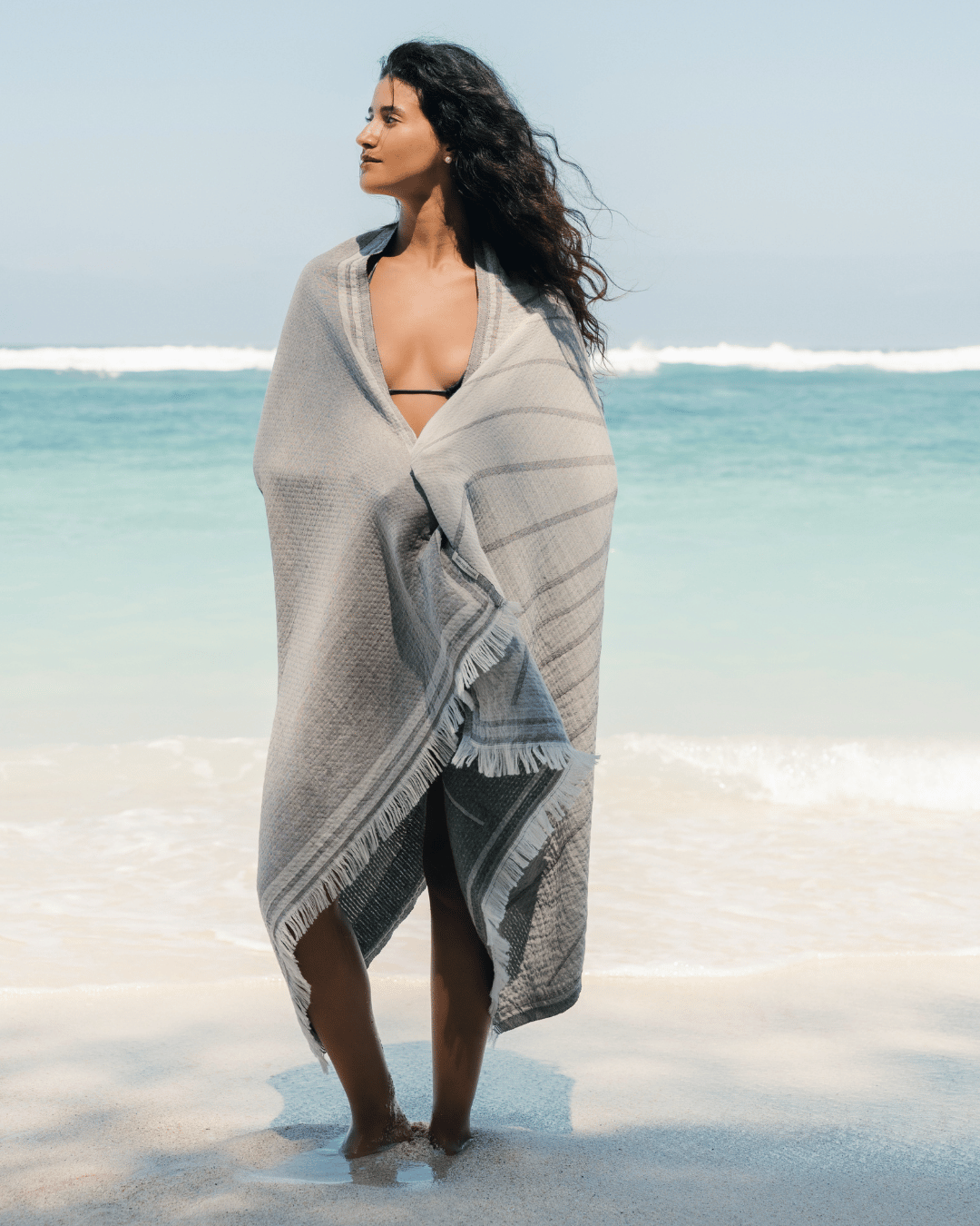 Organic Cotton Turkish Jacquard Towel - Stone Horizon