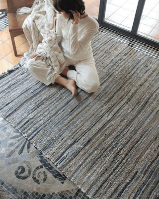 Manteno Indigo Heritage Rug — Handwoven Recycled Denim