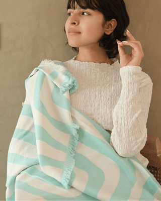 Whisperwind Bamboo Cotton Throw Contour Sky