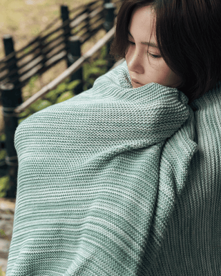 Ombreknit 100% Organic Cotton Knitted Blanket - Seagrass