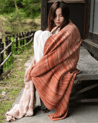 Ombreknit 100% Organic Cotton Knitted Blanket - Clay