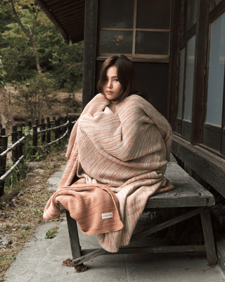 Ombreknit 100% Organic Cotton Knitted Blanket - Sandalwood