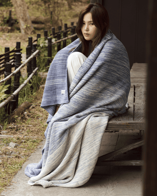 Ombreknit 100% Organic Cotton Knitted Blanket - Tide