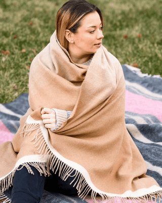 Alpaca Wool Brown & Beige blanket