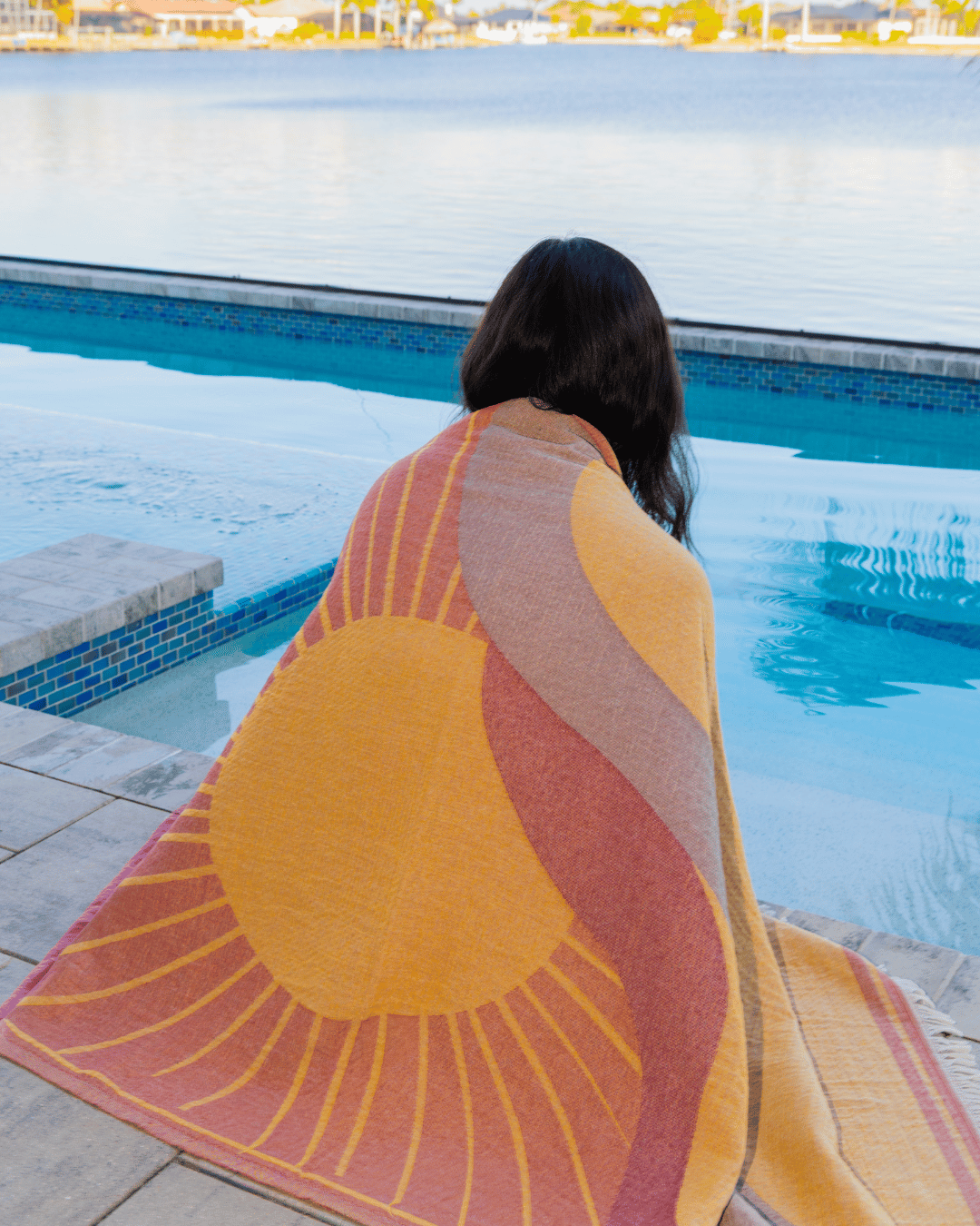 Organic Cotton Turkish Jacquard Towel - Terracotta Sun