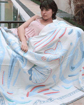 Aeraloom Jacquard Cotton Bamboo Throw Tide Play